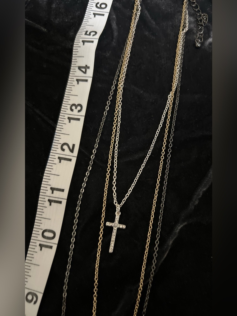 Layered Cross Necklace Set - Tri-toned - Picture 4 of 6